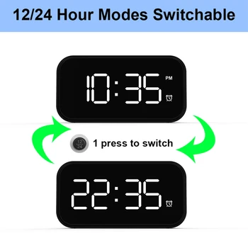 Ceas deșteptător 6 Ajustare Luminozitate Ceas de Masa 2 Ora de Afișare Dual Digital Ceas cu Alarmă cu Snooze Electronice de Birou LED-uri Ceasuri