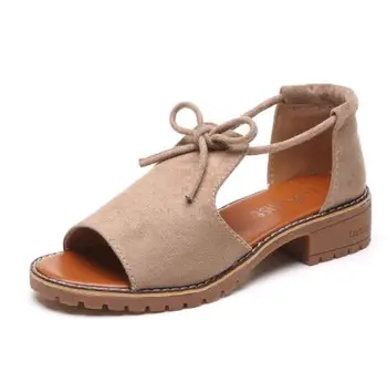 2020 Nou cu o Grosime de Sandale de Vara pentru Femeie Gură de Pește Catarama Roman Pantofi de Culoare Solidă Low-toc Sandale Femei