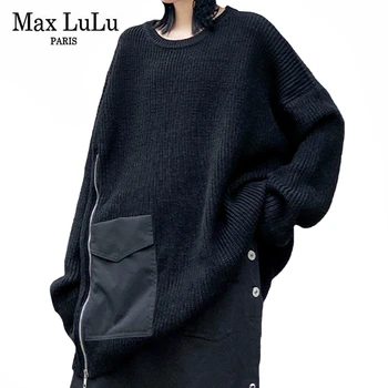 Max LuLu Nou Designer European De Iarnă Doamnelor Supradimensionate, Haine Femei Casual Punk Negru Pulovere Epocă Cald Tricotate Pulovere