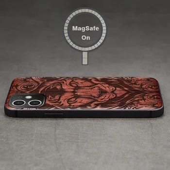 Carveit Magsafe Lemn de Cazuri Pentru Telefoane Apple 12Pro 12Max 12Mini de Lux Capac iPhone 12 Pro Max Mini din Lemn Sculptate de Protecție Hull
