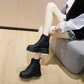 TUINANLE Femei Cizme Cald Scurt de Pluș Înălțime Creșterea Indesata Pantofi pentru Femei Papuceii Impermeabil Cizme cu Toc Botas De Mujer