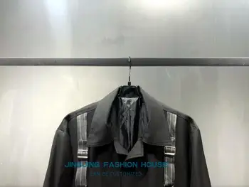 2020 rochie la Modă stereo de tăiere sunt amestecate împreună dungă gri este negru 4 închideți catarama vesta sacou bărbați și femei