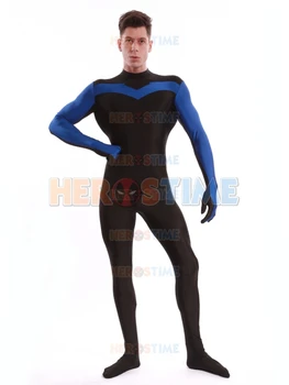 Albastru & Negru Nightwing Costum de Spandex Strâns Zentai Costum Cosplay de benzi Desenate super-Erou Costum Pentru bărbați/femei/copii