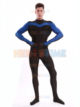 Albastru & Negru Nightwing Costum de Spandex Strâns Zentai Costum Cosplay de benzi Desenate super-Erou Costum Pentru bărbați/femei/copii
