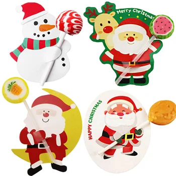 50Pcs Crăciun Lollipop Cărți de Hârtie Moș Crăciun, om de Zăpadă de Crăciun Băț de Acadea Petrecerea de Ziua Lolly Carduri Pachetul de Bomboane Decor Card