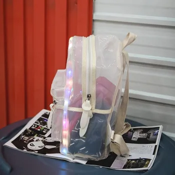 Femei Rucsacuri Rucsac Jelly Glitter pentru Femei Geanta Lanterna LED Transparent Electronic Rucsac Sac mochila feminina D40
