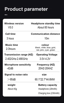 TWS Bluetooth 5.0 Cască de Control Tactil WirelessHeadphone Stereo Sport rezistent la apa Cască Căști Cu Microfon PK i9000