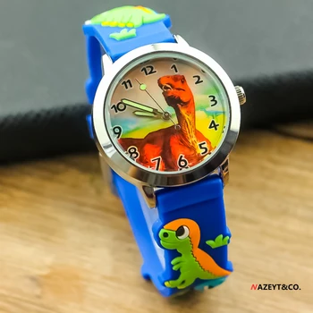 Promovarea copii desene animate ceas pic băieți fete dinozaur dial 3D ceas de curea silicon student mâinile luminos sport ceas