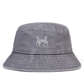 Moda sălbatic bumbac Spălate pălărie pescar Simplu cu Degetul broderie găleată pălării hip-hop sport de agrement pălării panama în aer liber palarie de soare
