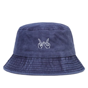 Moda sălbatic bumbac Spălate pălărie pescar Simplu cu Degetul broderie găleată pălării hip-hop sport de agrement pălării panama în aer liber palarie de soare