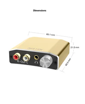 Reiyin 24bit 192kHz Digital la Analogic Convertor Audio Optic Coaxial RCA Adaptor 3.5 mm