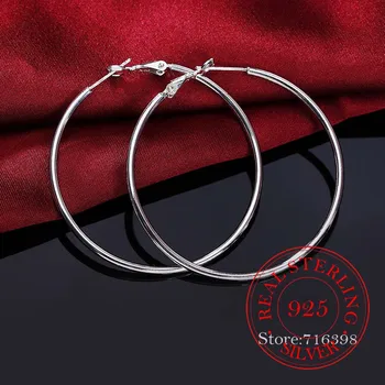 Argint 925 Hoop Cercel-coreean Mare Rotund Cerc Partid Vintage Cercei pentru Femei Petrecerea de Nunta Bijuterii Cadou 2020