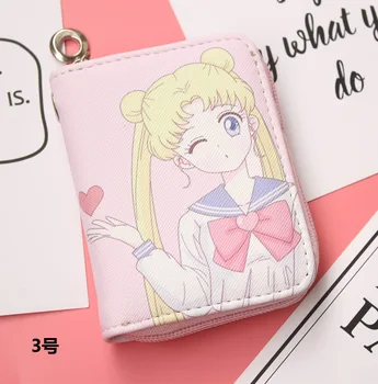 Sailor Moon Anime Femeile Scurt Portofele Cartelei Portmonee Monede Fete Portofel Cu Fermoar Geanta