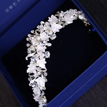 Trendy stras pearl crystal crown bentiță floare mireasa accesorii de par coroana de aur mireasa nunta coroana de păr accesorii