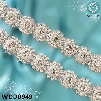 (10 METRI) de Mireasa cu margele Stras Aplicatiile de cristal, ornamente fier pentru rochie de mireasa curea accesorii WDD0949