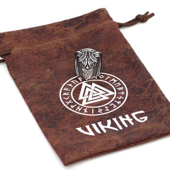 Oamenii 316L din oțel inoxidabil nordici Viking amuleta wicca raven păgâne inel cu sac de cadouri