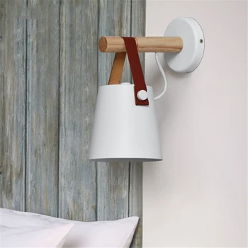 E27 85-265V Simplu creator de perete de lumină led-uri dormitor noptieră decor Nordic designer living coridor Alb & Negru Curea