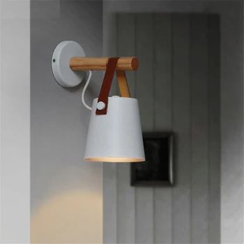 E27 85-265V Simplu creator de perete de lumină led-uri dormitor noptieră decor Nordic designer living coridor Alb & Negru Curea