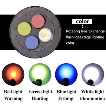 4 Culori Lanterna LED-uri de Înaltă Calitate Usb Lanternă Reîncărcabilă 18650 Baterie Aliaj de Aluminiu Lanterna pentru Pescuit, Vânătoare Lumina