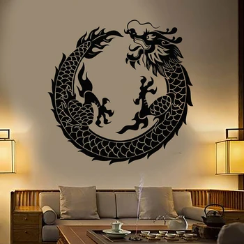 Cercul Dragon Perete Decal Asiatice Dragon Chinezesc Decalcomanii De Perete Fantezie Japoneză Autocolante De Vinil Acasă Living Decorul Camerei Poster X902
