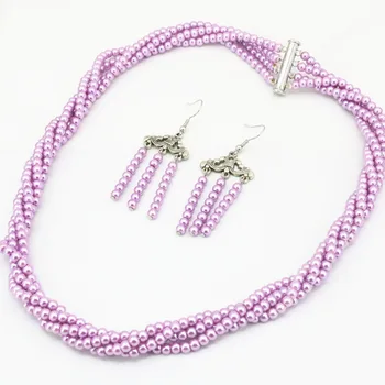 4 rânduri colier legăna cercei pentru femei multicolor simulate-pearl shell margele de 4mm rotund margele lanț de bijuterii set de 18