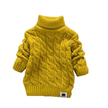 Noul sosit iarna Copii pulover guler Înalt bumbac haine băiat copil copii Tricotate ridicata 3-8year