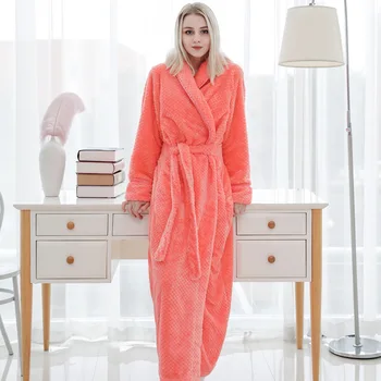 Gros de Iarna Cald Halat de baie Femei Moale ca Mătasea Extra Lungi Kimono-Halat de Baie Fata Halat pentru Femei Halate de Flanel