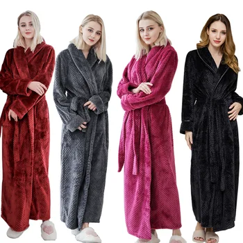 Gros de Iarna Cald Halat de baie Femei Moale ca Mătasea Extra Lungi Kimono-Halat de Baie Fata Halat pentru Femei Halate de Flanel