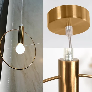 GZMJ Moderne de Cupru Gold Circle Pandantiv Rotund Lumini Led Hanglamp Acasă Corpuri de Bucatarie Acasă Lumini corp de Iluminat cu Abajur