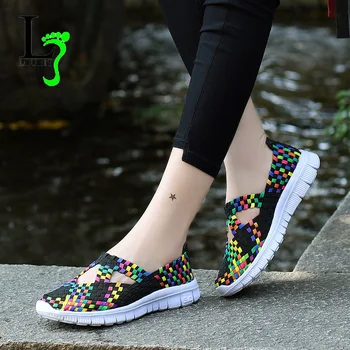 2020 Moda Pentru Femei Pantofi De Vara Adidași De Culoare Amestecat Apartamente Respirabil Pantofi Casual Mocasini Confortabile Mama Pantofi Mărimea 35-42