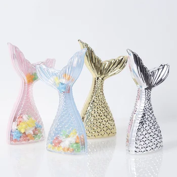 Noi 12 Buc Rotund din material Plastic Cutii de Bomboane de Ciocolată Forma de Sirena Cutie de Bomboane Drăguț Nunta de Ziua Copilului Duș Decor 10*4 cm