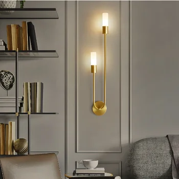 Modernă cu Led-uri lampă de Perete Nordic Alamă Dormitor, Noptiere, veioze Coridor, Scari Culoar de Lumină Decorațiuni interioare de Iluminat MJ1014