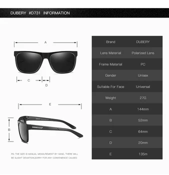 DUBERY Polarizat ochelari de Soare Barbati Driver Nuante de sex Masculin Ochelari de Soare Pentru Bărbați Piața de Culoare Oglindă Brand de Lux de Vară Oculos UV400