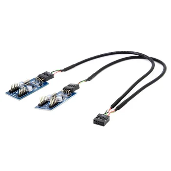 9pin USB 2.0 Antet 1 la 2 / 4 de sex Feminin Cablu prelungitor HUB Conector Adaptor Port Multilier