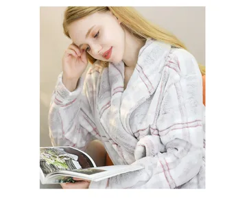 Cuplu pijama de Flanel Îngroșat Vrac Plus Dimensiune Carouri Halat de baie Termală Casa de Haine pentru Femei de Iarnă Sleepwear 2020 Haină Lungă