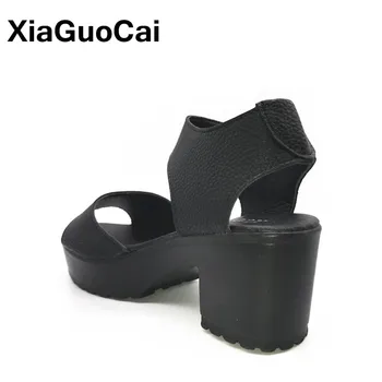 Vara Femei Sandale Platforma 2020 Casual Femeie Pantofi Cu Tocuri Înalte Cârlig & Bucla Peep Toe Toc Pătrat Alb Negru De Sex Feminin Pompe Ieftine
