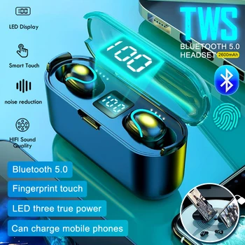 Adevărat TWS Căști fără Fir Bluetooth 9D HiFi Stereo Căști de Control Tactil Mini-Căștile Sport Impermeabil cu Cască cu Microfon