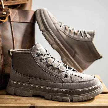 BIGFIRSE 2020 Iarna Barbati Casual Cizme Înalte de Top Retro Moda Barbati Pantofi de Panza de Moda Cizme Scurte Asigurarea forței de Muncă pentru Bărbați Pantofi