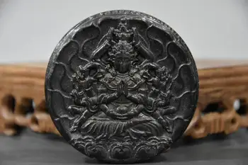 Cultura Hongshan archaize negru de fier meteorit de mii de arme Zeita de Mercy statuie pandantiv sculptura