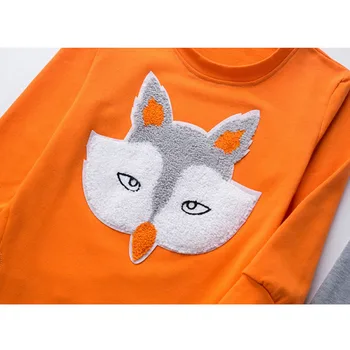 3-10T Fete adolescente Sport Seturi de Desene animate pentru Copii Fox Tricou Pantaloni de Trening 2 buc Haine Copii Model Animal Costum Drăguț