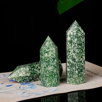1 BUC cu adevărat verde reperat de piatră hexagon streak Cristal mineral punct de minerale nordic raft acasă decoracion hogar moderno DIY cadou