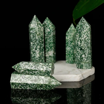 1 BUC cu adevărat verde reperat de piatră hexagon streak Cristal mineral punct de minerale nordic raft acasă decoracion hogar moderno DIY cadou