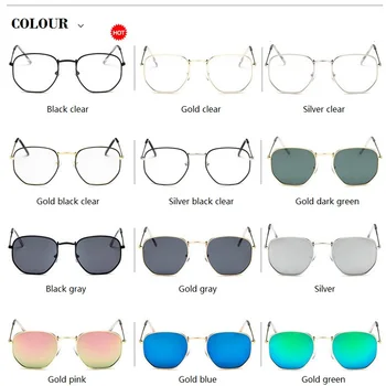 New Sosire Poligon Clar Pătrat ochelari de Soare pentru Femei Brand de Moda de Design Lady Vintage din Metal Cadru Mic de Câmpie Ochelari de Soare GOZLUGU