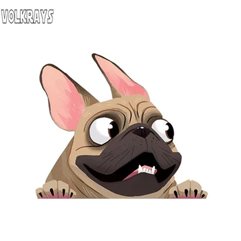 Volkrays Cafeniu Bulldog francez Autocolant, Caine de Companie Vinil Decal Animal de Desene animate Autocolante Auto Impermeabila Bara Accesorii,13cm*11cm