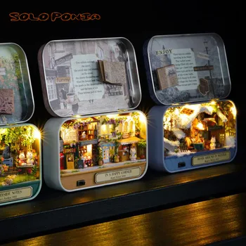 DIY cabina cutie de teatru mini artă casa de Lemn DIY de mână asamblat casă mică cadou creativ Arhitectura Casa Mininatures tin