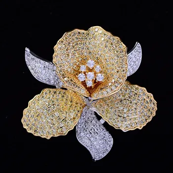 OKILY de Lux Cubic Zirconia Orhidee Floare Broșă Pin Delicate Florale Stras Ace și Broșe pentru Femei, Cadou de ziua Îndrăgostiților