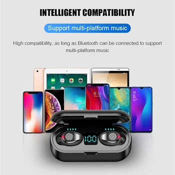 Noi F9 Wireless căști Bluetooth 5.0 Cască TWS Mini HIFI In-ear Sport Funcționare pavilioane Suport iOS iPhon Telefoane Android HD