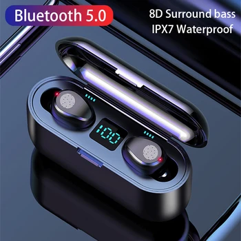 Noi F9 Wireless căști Bluetooth 5.0 Cască TWS Mini HIFI In-ear Sport Funcționare pavilioane Suport iOS iPhon Telefoane Android HD