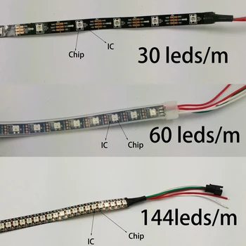 DC5V 1m/4m/5m ws2812b WS2812 Benzi cu LED-uri Inteligente RGB 5050 Plin de culoare Pixel IC Ditigal individual Adresabile bandă rezistent la apa lumina