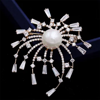 Donia Bijuterii Cupru zircon incrustate brosa de sex feminin pin delicat de flori cluster perla brosa toamna și iarna bijuterii de lux